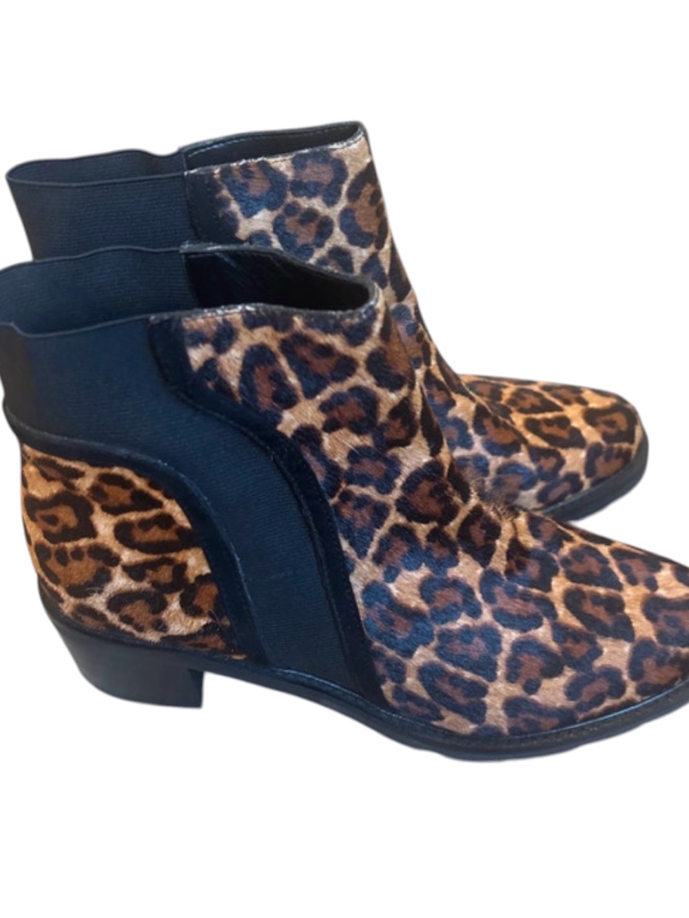 Crown Vintage Leopard Print Ankle Boots - Brown & Black
